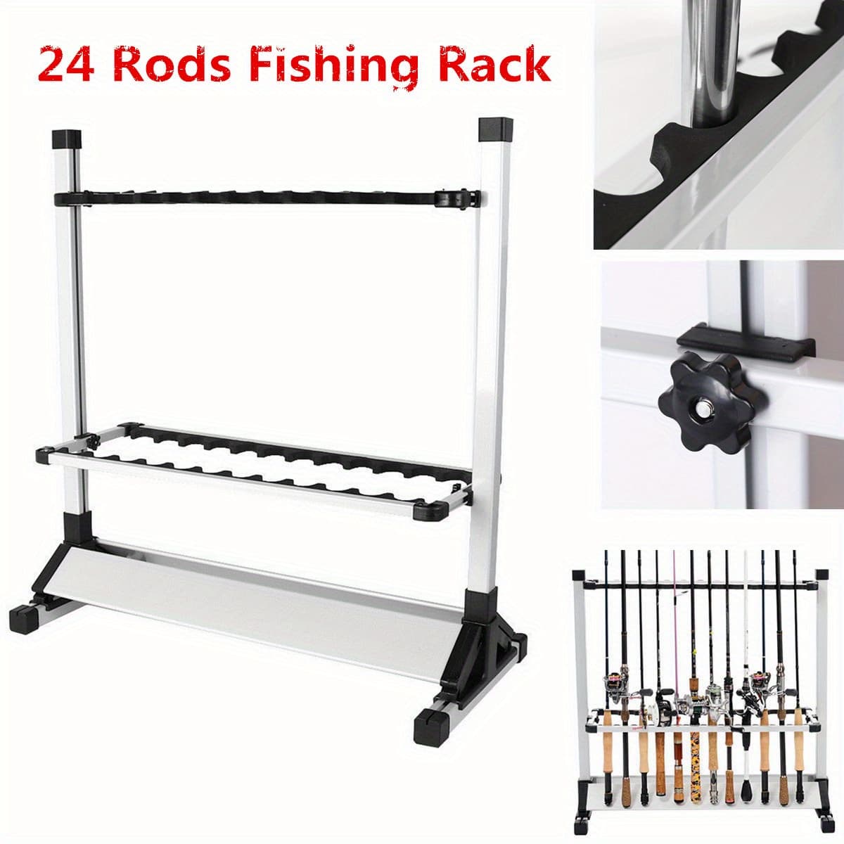 TEMU Fishing Rod Holder, Fishing Pole Holders For Garage, Aluminum Alloy Rod Holder, To 24 Rods, Fishing Rod Rack Organizer For All Type Fishing Pole, Fishing Gifts For Men