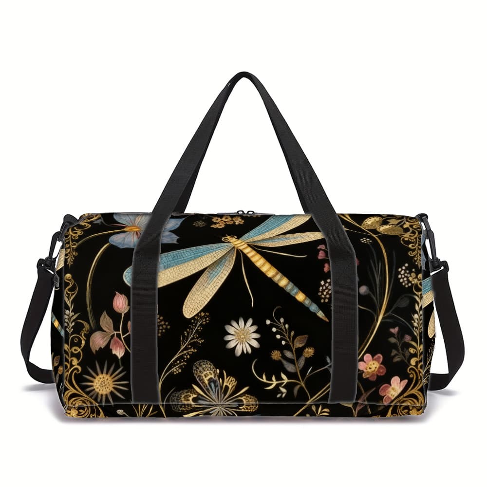 TEMU New Wind Dragonfly Machine Washable For Gym Travel Suitcase- Large Capacity With Side/ Inner Pockets Daily Use (great Gift) Adjustable Strap Unisex Fitness Yoga Bag - Durable Polyester