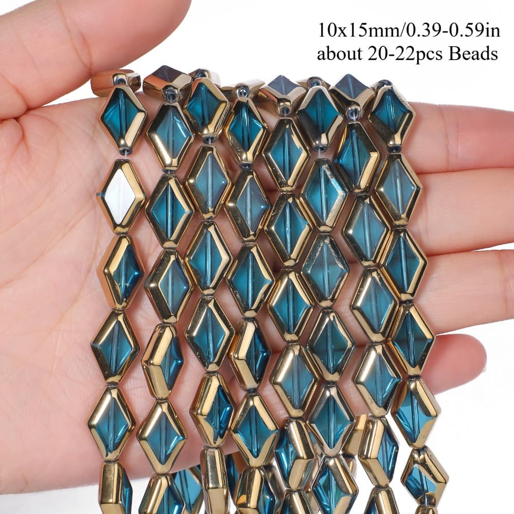 TEMU 10x15mm Multicolor Rhombus Shape Czech Glass Beads Unique Gorgeous Loose Spacer Beads For Jewelry Making Diy Elegant Bracelets Necklace Earrings Accessories For Women Gifts