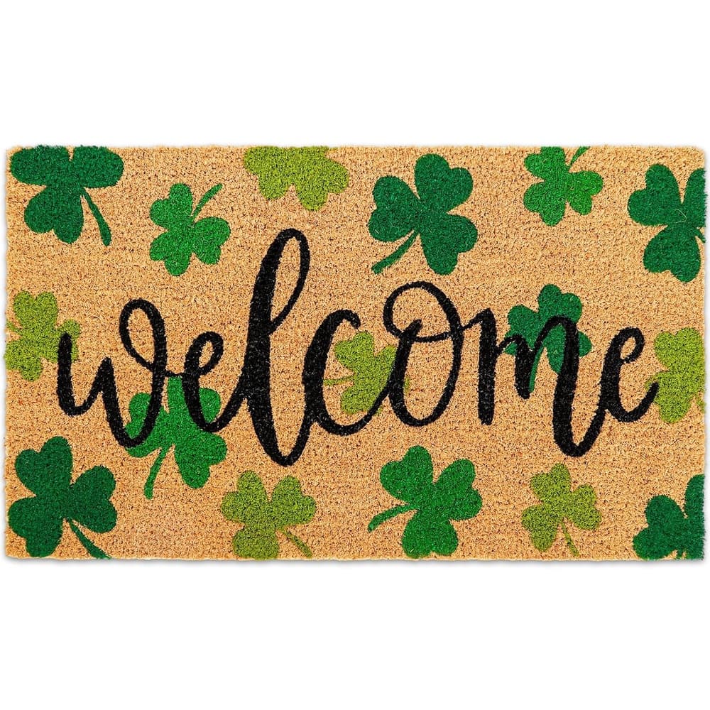 TEMU 's Day Door Mat Gradient Green Shamrock Pattern Welcome Mat Non-slip Clover Entrance Door Rugs For Indoor Outdoor Room Decor