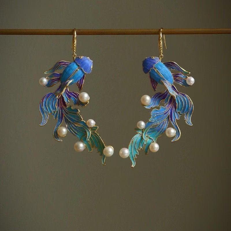 TEMU 2pcs Retro Koi Design High-end Accessories Women's Fashion Earrings Accessories