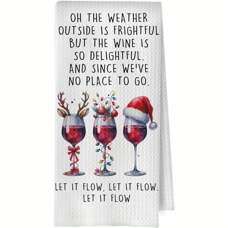 TEMU 1pc 18x26 Inch Christmas Wine Kitchen Towels Wine Lovers Dish Towels Christmas Bar Decor Bartender Gifts For Women Decorative Hand Tea Towel