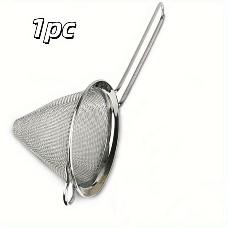 TEMU 1pc 304 Stainless Steel Cocktail Strainer - Conical Design For Perfect Juice & Drink Filtration, Essential Bar Accessory