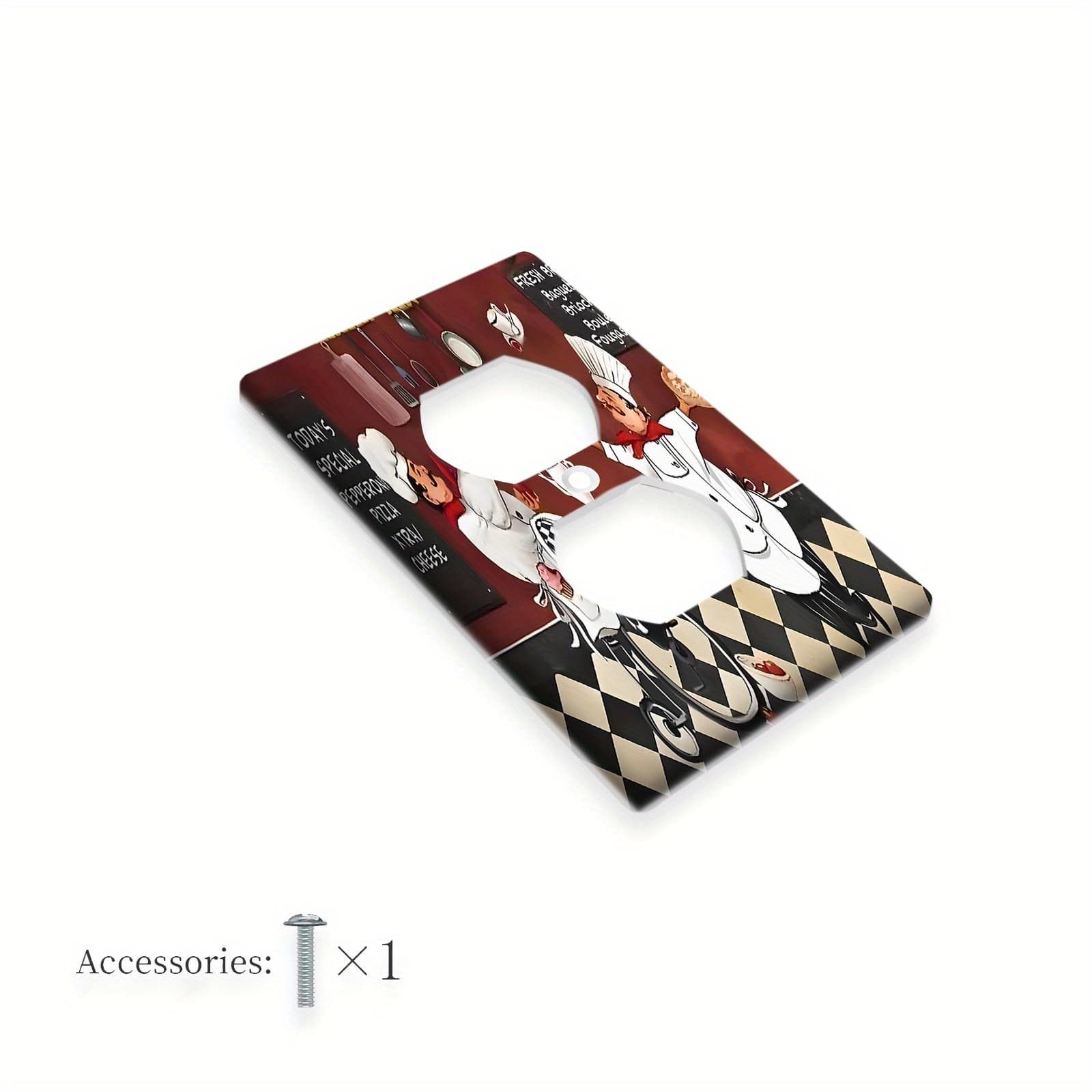 TEMU 1pc Vintage Wall Plate - Decorative Light Switch Cover With Cooking Scene Design, In 1-gang -gang Sizes - Ideal For Kitchen, Bathroom, Bedroom, Living Room Decor, Kitchen Wall Art