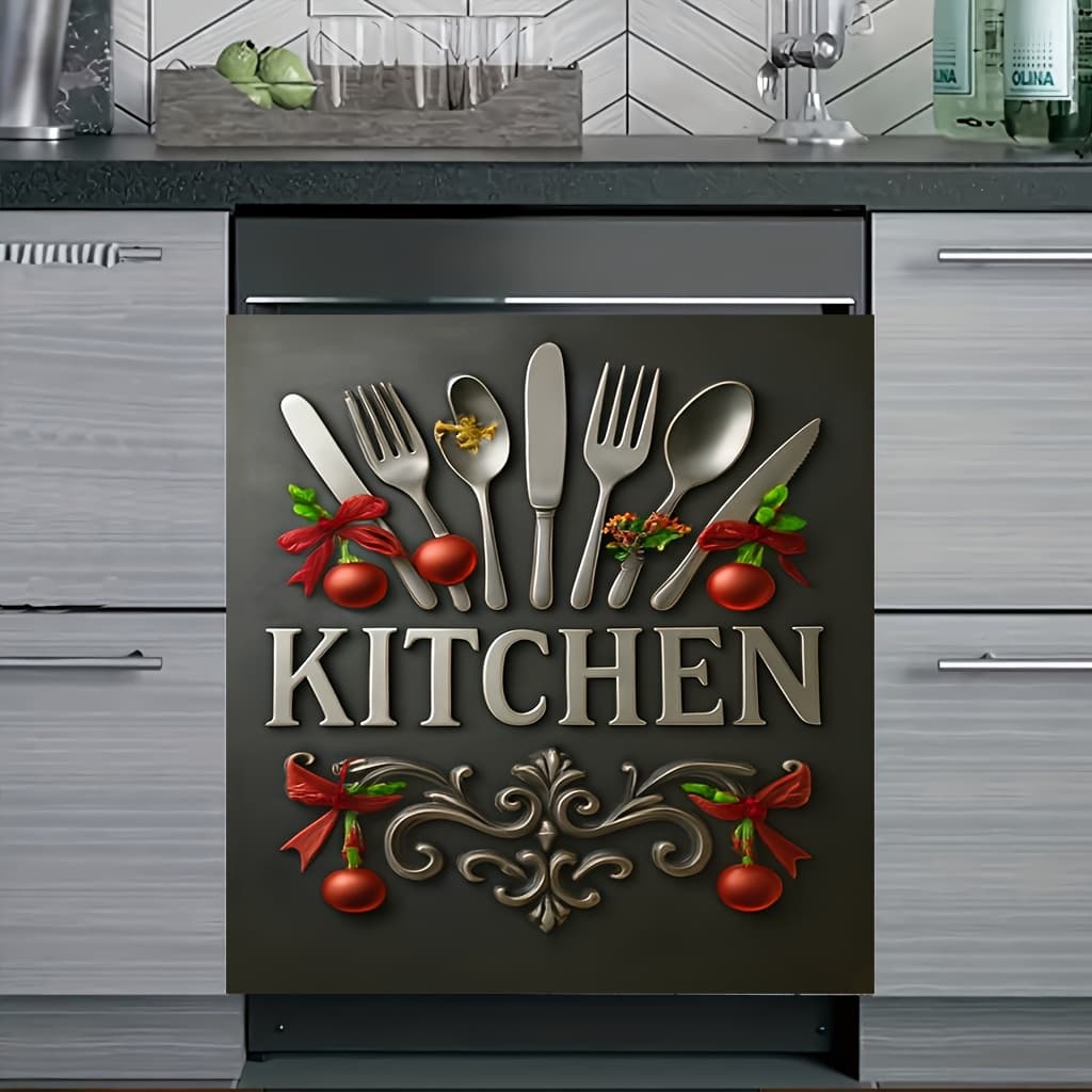 TEMU Scratch-resistant Dishwasher Door Cover Compatible For Refrigerator & Washing Machine - Appliance Vinyl Panel, Modern /color (23x25.), Easy To Clean, Fits, Stove, Dishwasher Doors, 2d Flat