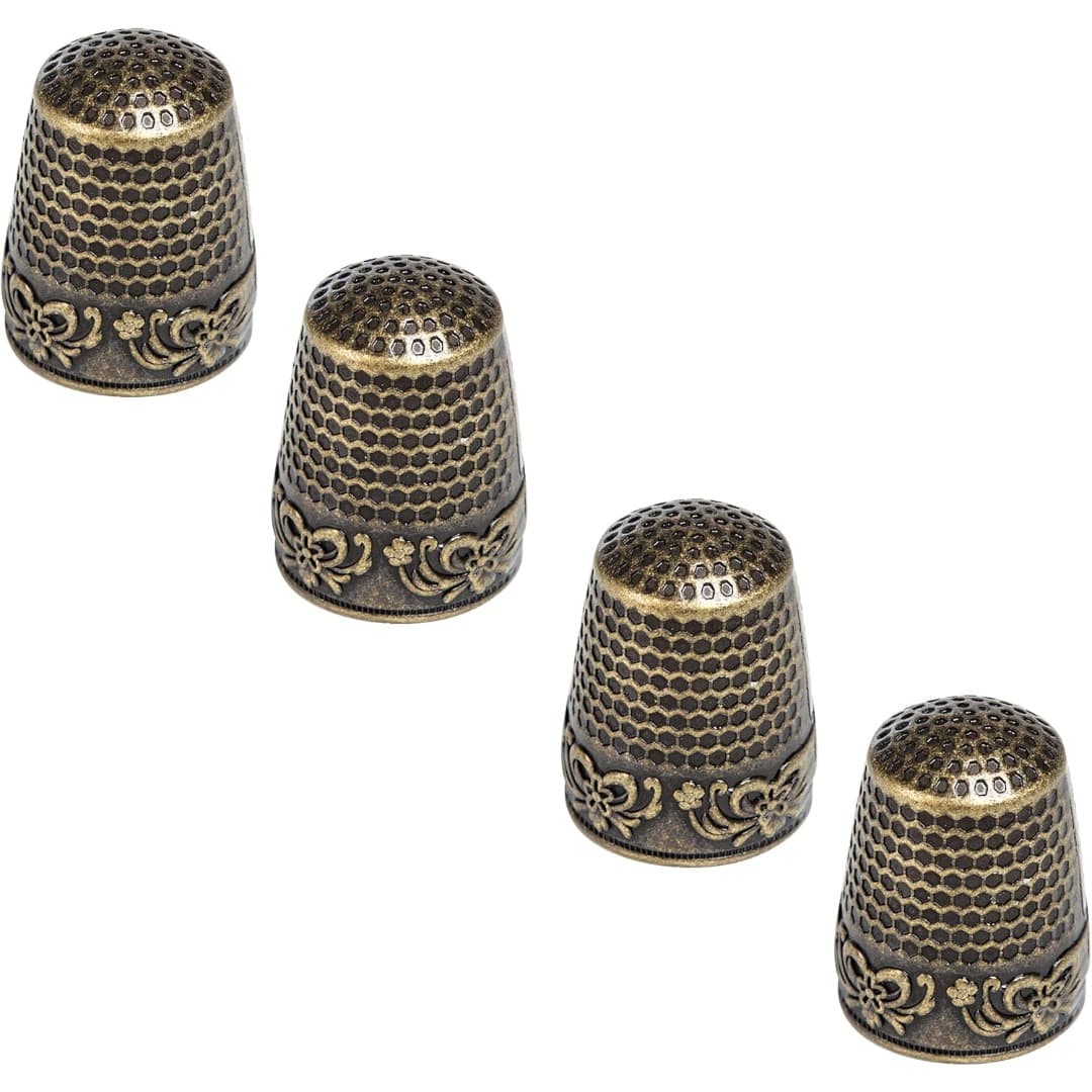 TEMU 4pcs Set Sewing Thimbles, Metal Sewing Thimbles Finger Protectors, Accessories Diy Sewing Tools, Golden