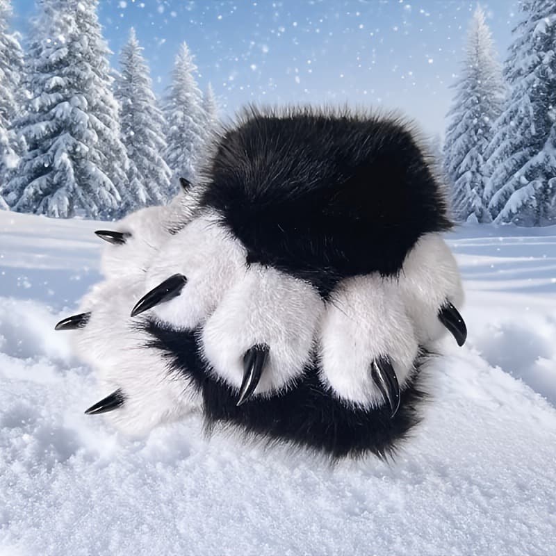 TEMU Authentic Animal Paw Gloves Featuring A Soft Plush Feel And A Non-slip Design, Perfect For Cosplay, Halloween, Christmas, And Anime