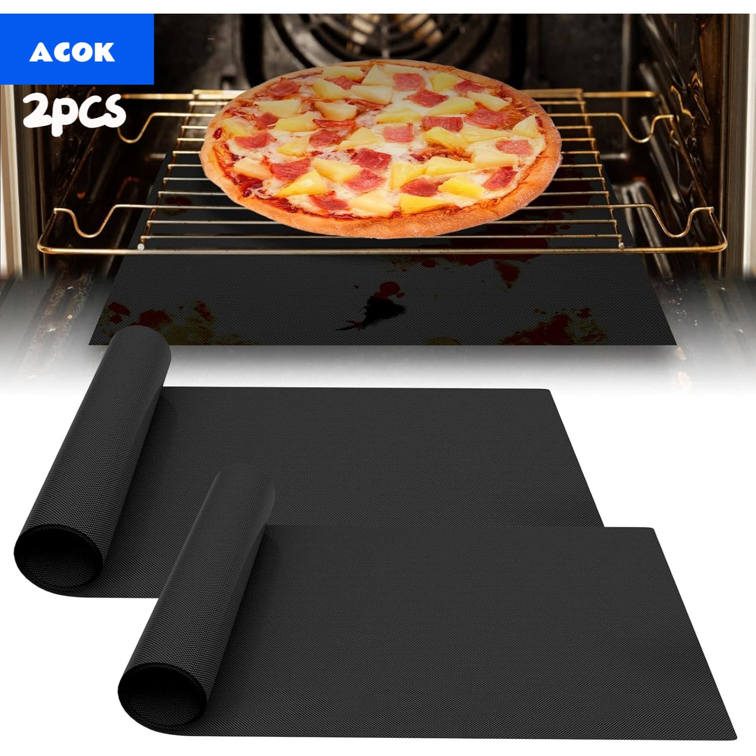 TEMU 2 Pack, Oven Liners For Bottom Of Oven, Bpa And Free Oven Mat, Thick Heavy Duty Oven Mats For Electric, Gas, Toaster, Convection, Microwave Ovens And Grills, Bbq Additions, Grill Additions