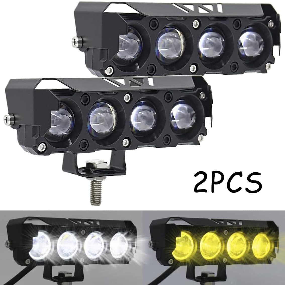 TEMU 2pcs 5inch Led Yellow/white Motorcycle Led Lights Bar Offroad Lights Pod Led Lights Fit For Motorcycle Truck Vehicle Atv Suv Utv 4wd Boat Tractor