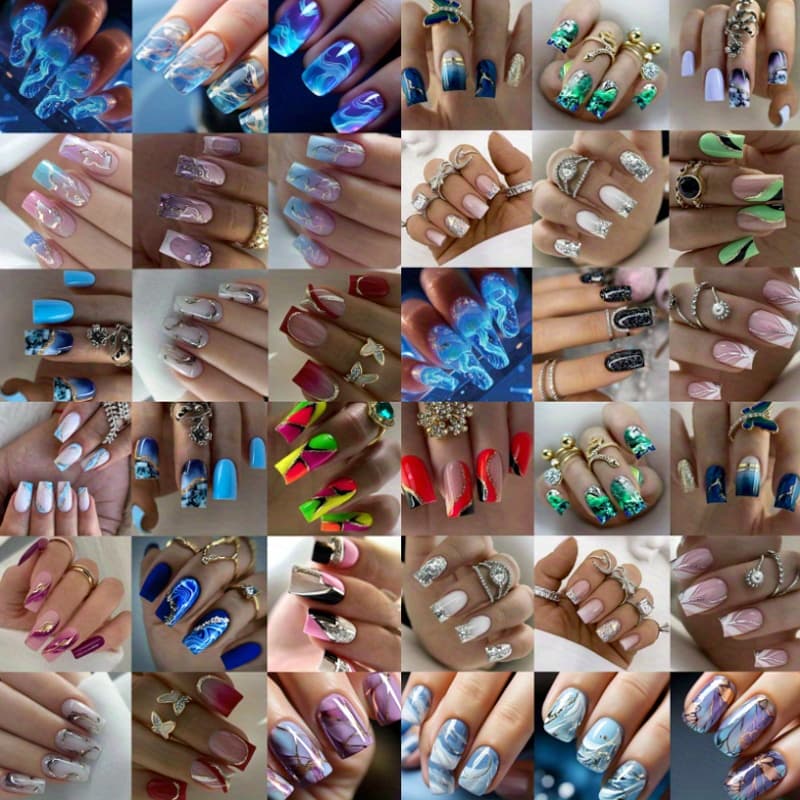 TEMU 72pcs Festive New Year Nail Kit - Mixed Shapes, Random Patterns, Short/ Medium/ Long Fashion Acrylic Nails