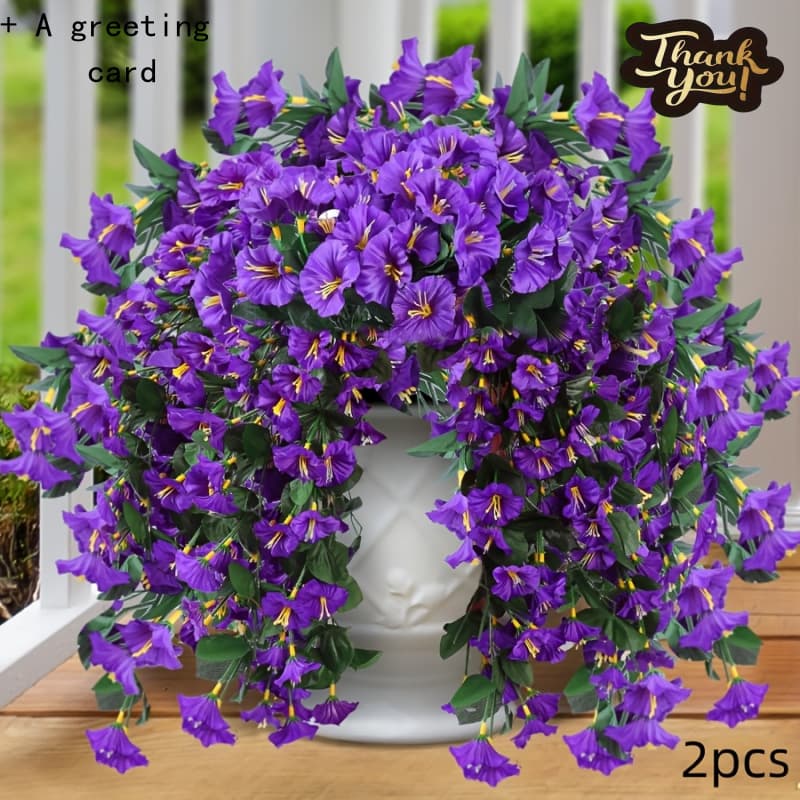 TEMU 2 Artificial Wisteria Plants| Plastic Hanging Flower Plants, Suitable For Home And , Ideal For Spring And Summer Decor, Includes A Gift Card