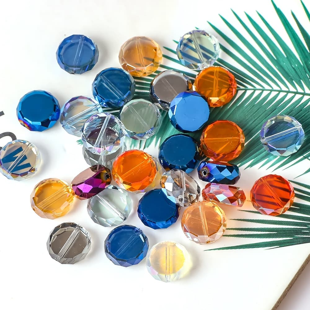 TEMU 2d Flat - 100pcs Of 8mm Large, Smooth, Flat Iridescent Glass Beads For Jewelry Making, Including Necklaces, Bracelets, Earrings, And Other Craft Additions