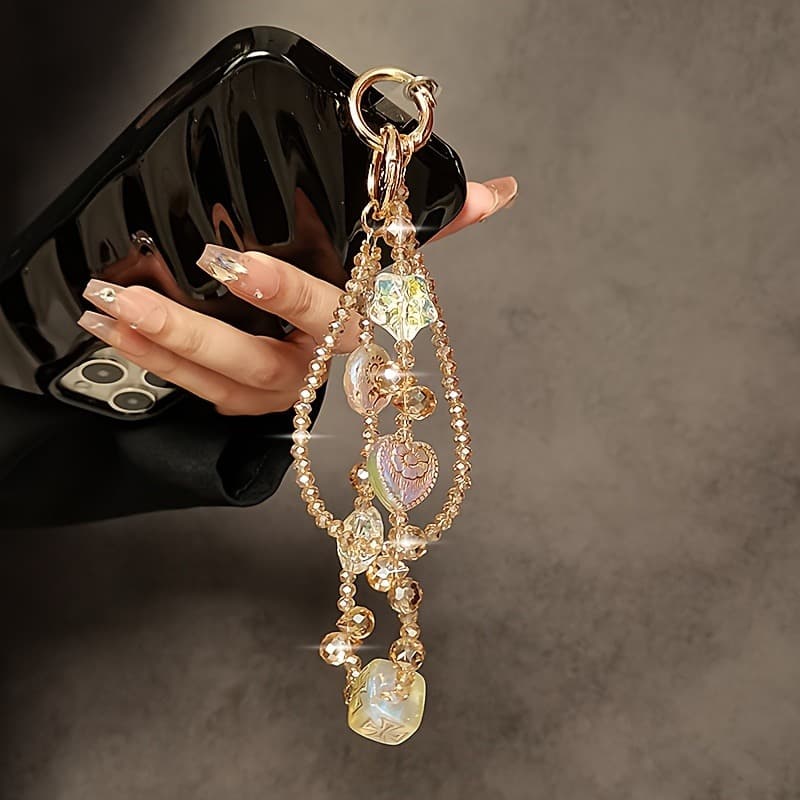 TEMU Luxury Double Pearl Bracelet Clasp Belt , Fashionable Plastic Mobile Phone Case And Bag Pendant Accessories.