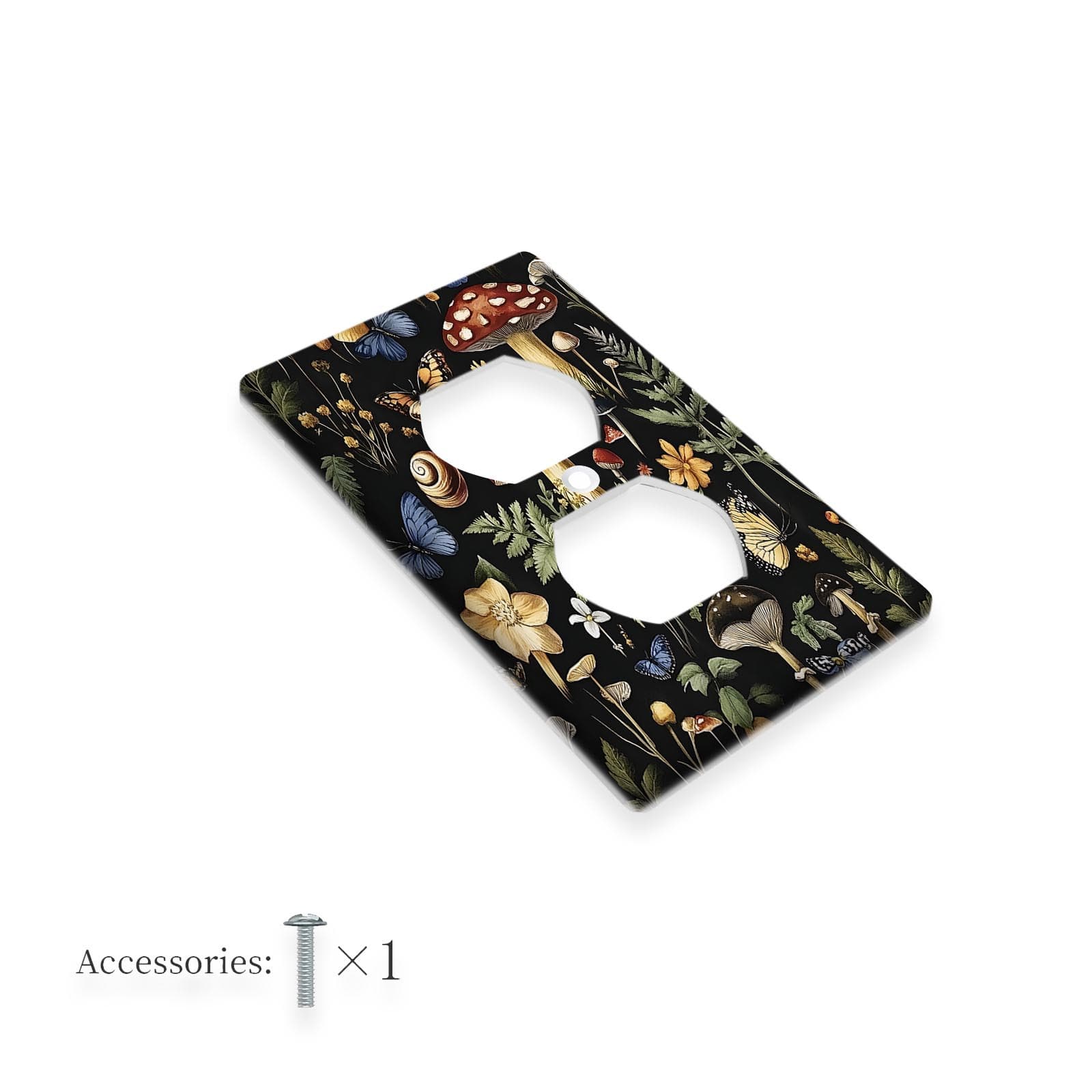 TEMU Mushroom Wall Plate - Single Or Dual Gang Power Outlet Cover For Bedroom & Kitchen Decor,