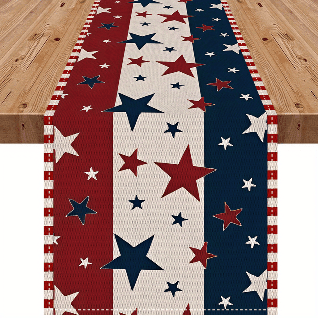 TEMU 1pc Of A Table Flag Designed In Style, Showcasing A Red, White, And And Stripes Pattern. Ideal For Enhancing Dining Tables And Festive Occasions, It To Create A Environment
