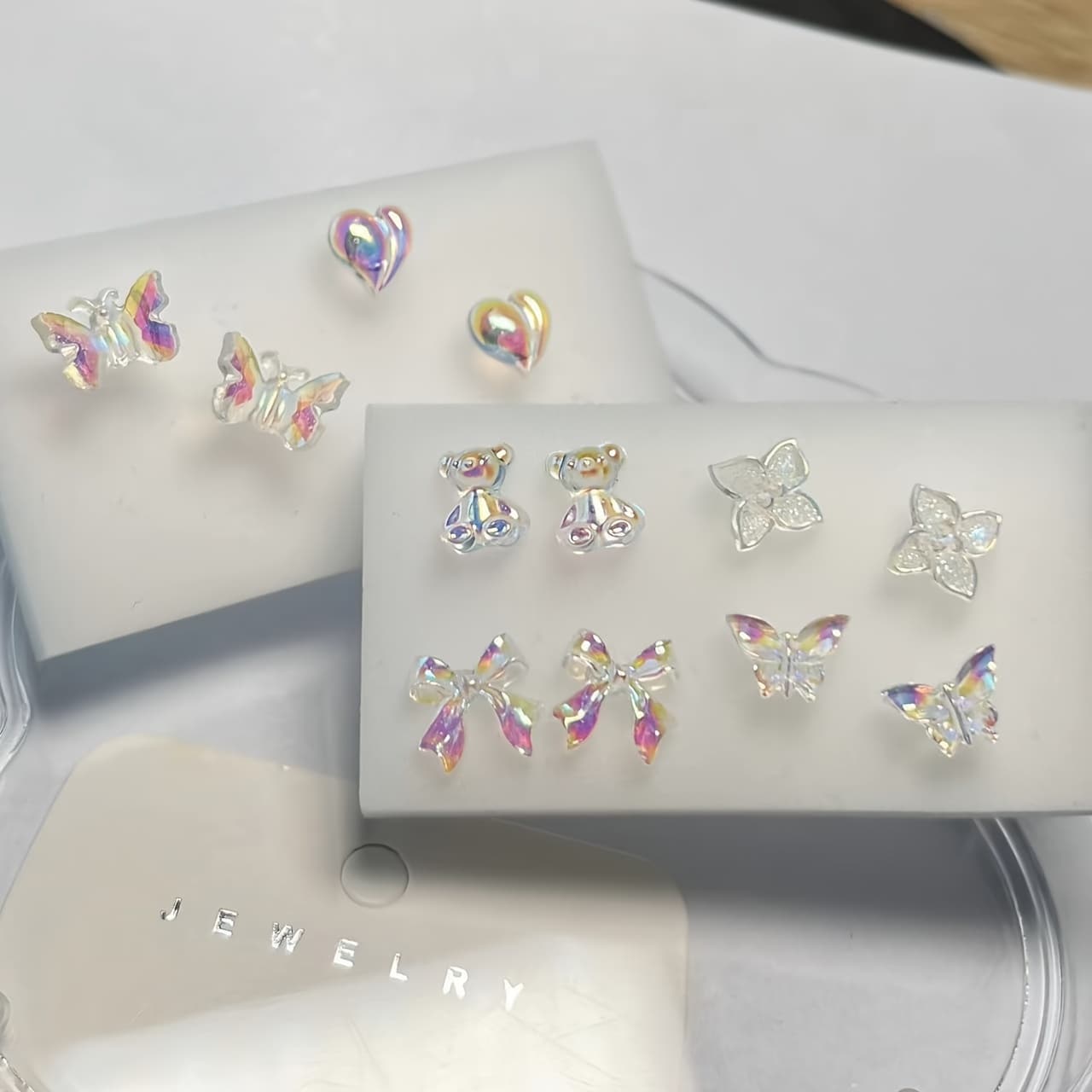 TEMU 12pcs Women's Earrings , Bear And Flower Multi-style Stud Earrings - Cute Ear Jewelry Set