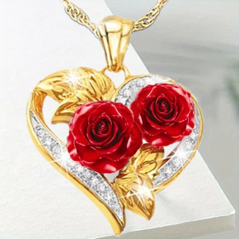 TEMU Elegant Pendant Necklace - White Golden Plated Jewelry With Sparkling Accents, Parties, Anniversaries, And Valentine's Day Gifts, Romantic Gift Item | Elegant Accessory | Sparkling Accents,