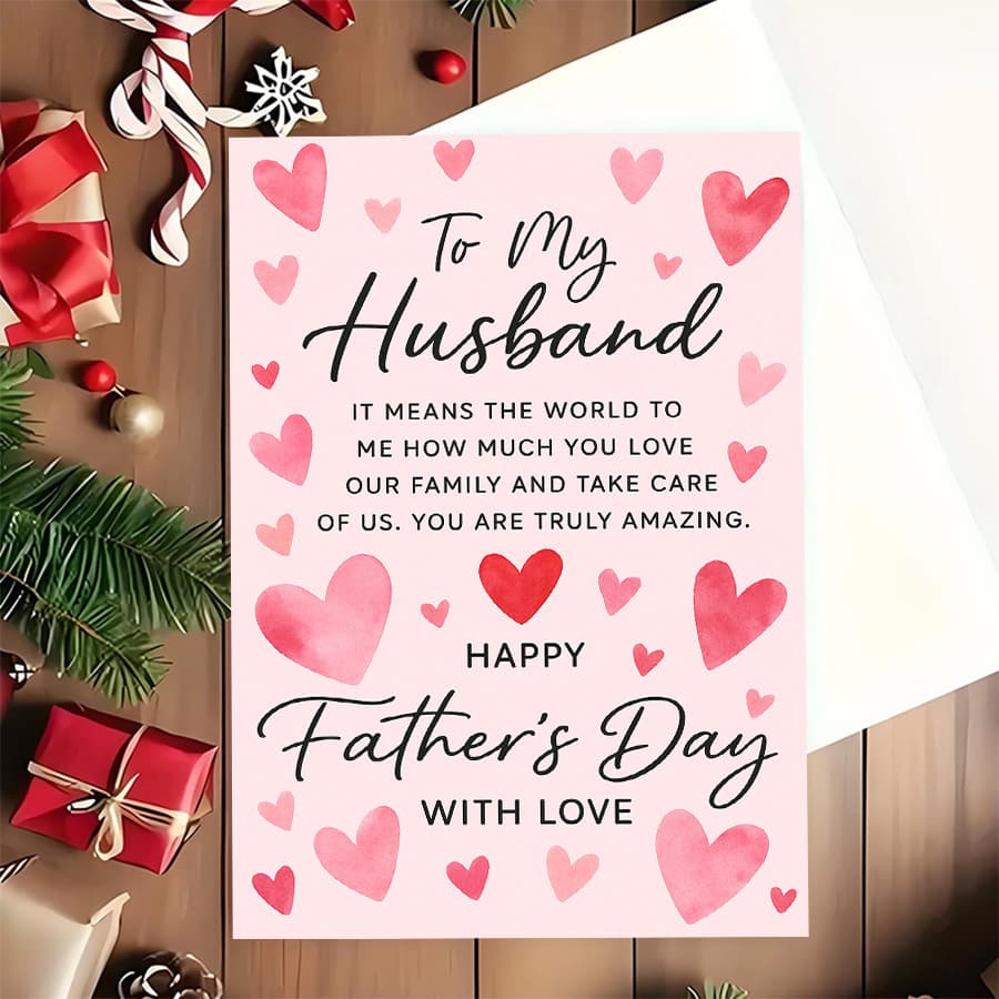 TEMU 1pc Sweet Fathers Day Card For Husband Message Perfect For Wives To Appreciation And Family Fathers Day