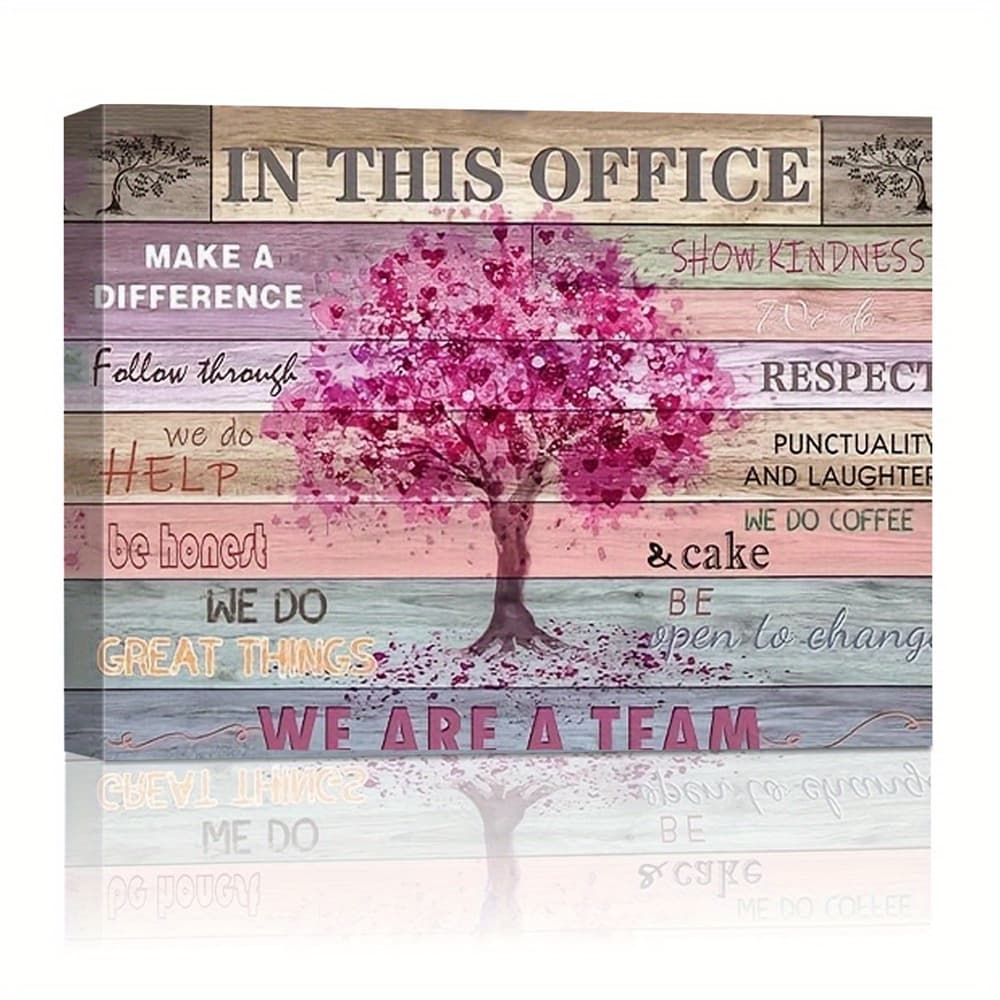TEMU Inspirational Office Wall Art - Pink With Motivational Quotes, And Decor, Pine Wood Framed Canvas, Ideal Gift For Women
