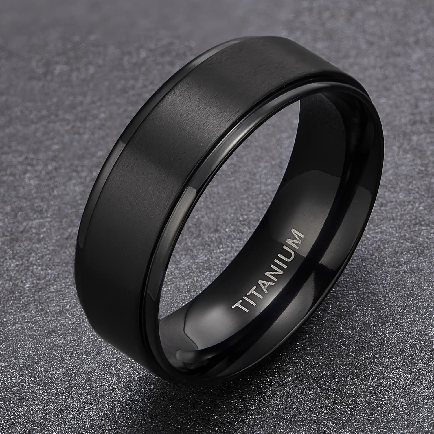 TEMU Unisex Fashionable Ring, 8mm Black, Wear-resistant And Scratch Resistant Single Ring, Suitable For Friendship, Birthday, Wedding, Graduation, Christmas