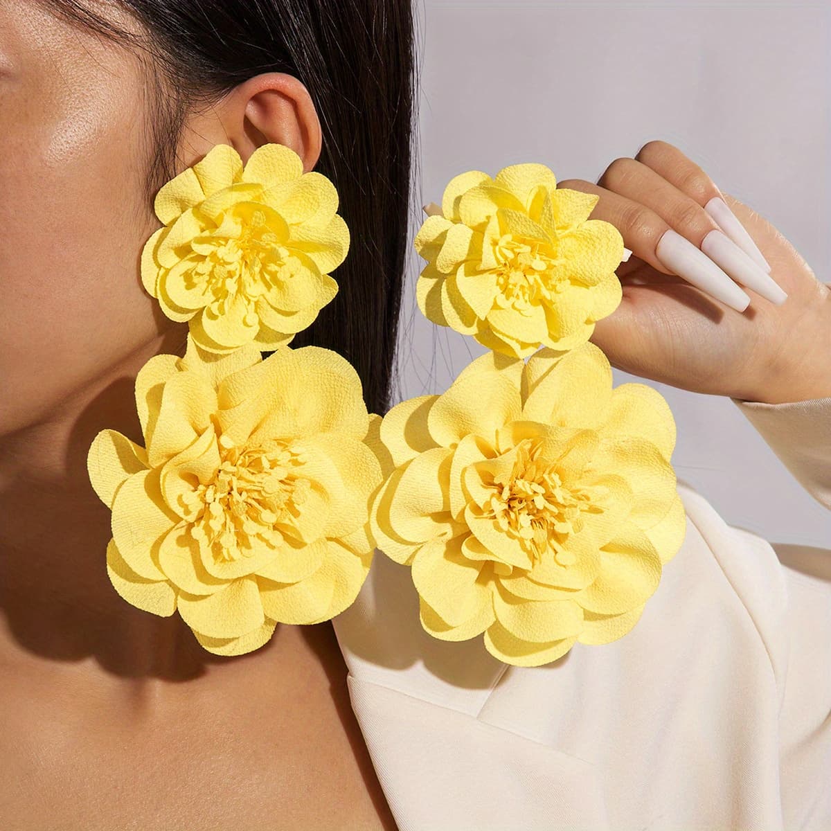 TEMU 1 Pair Vintage Tulip & Sunflower Earrings - Color Multicolor Flower Dangle Earrings Suitable For Daily Wear, Weddings, Parties - Elegant Gift