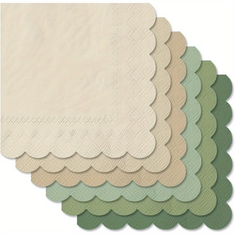 TEMU 120 Pieces Gray-green Nude Cocktail Napkins, 6-color Fan-shaped Disposable Tissues, Multicolor Napkins, Suitable For Home Bar Table Party Decorations