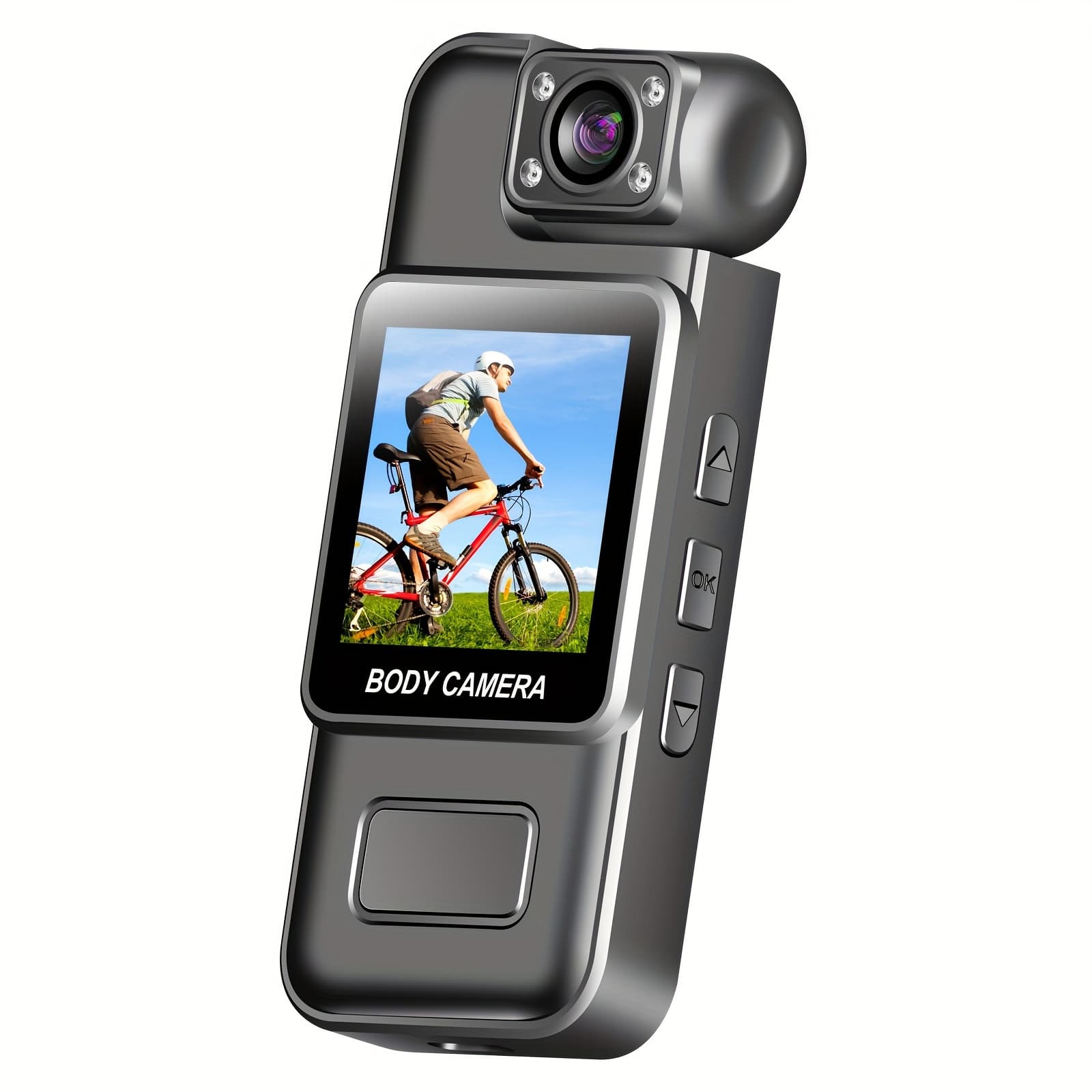 TEMU 180° Rotatable Lens Portable Compact Wear Camera- Wearable Pocket Recorder With Lcd Display, Night , Perfect Gift For Holidays & Birthdays (sd Card Not Included)