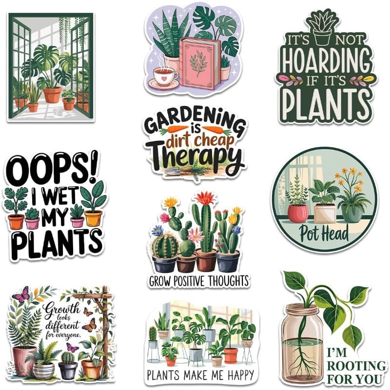 TEMU 10pcs Lover Stickers Indoor Plant Themed Vinyl Decals For Water Bottle, Laptop, Garden Journal Gift For Gardeners, (3 Inches For Each Item.)