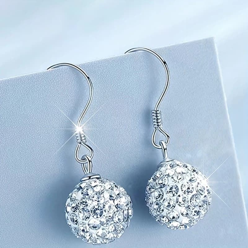 TEMU 1 Pair Exquisite Sphere Drop Earrings For Women Daily Party Wedding Elegant Hook Earrings Jewelry