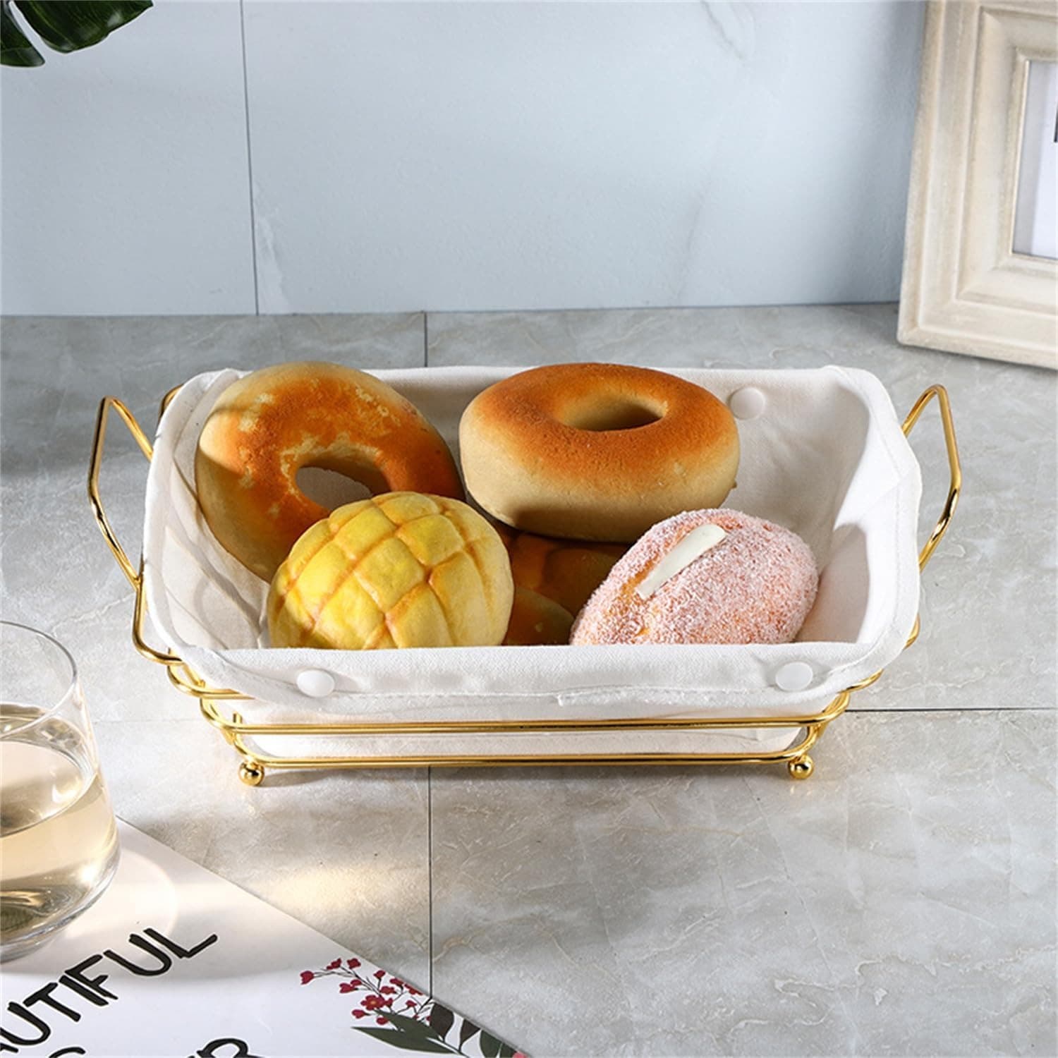 TEMU 2 Pack Golden Baskets For Bread Serving, Parties Golden Wire Basket For Fruit Vegetables Bread