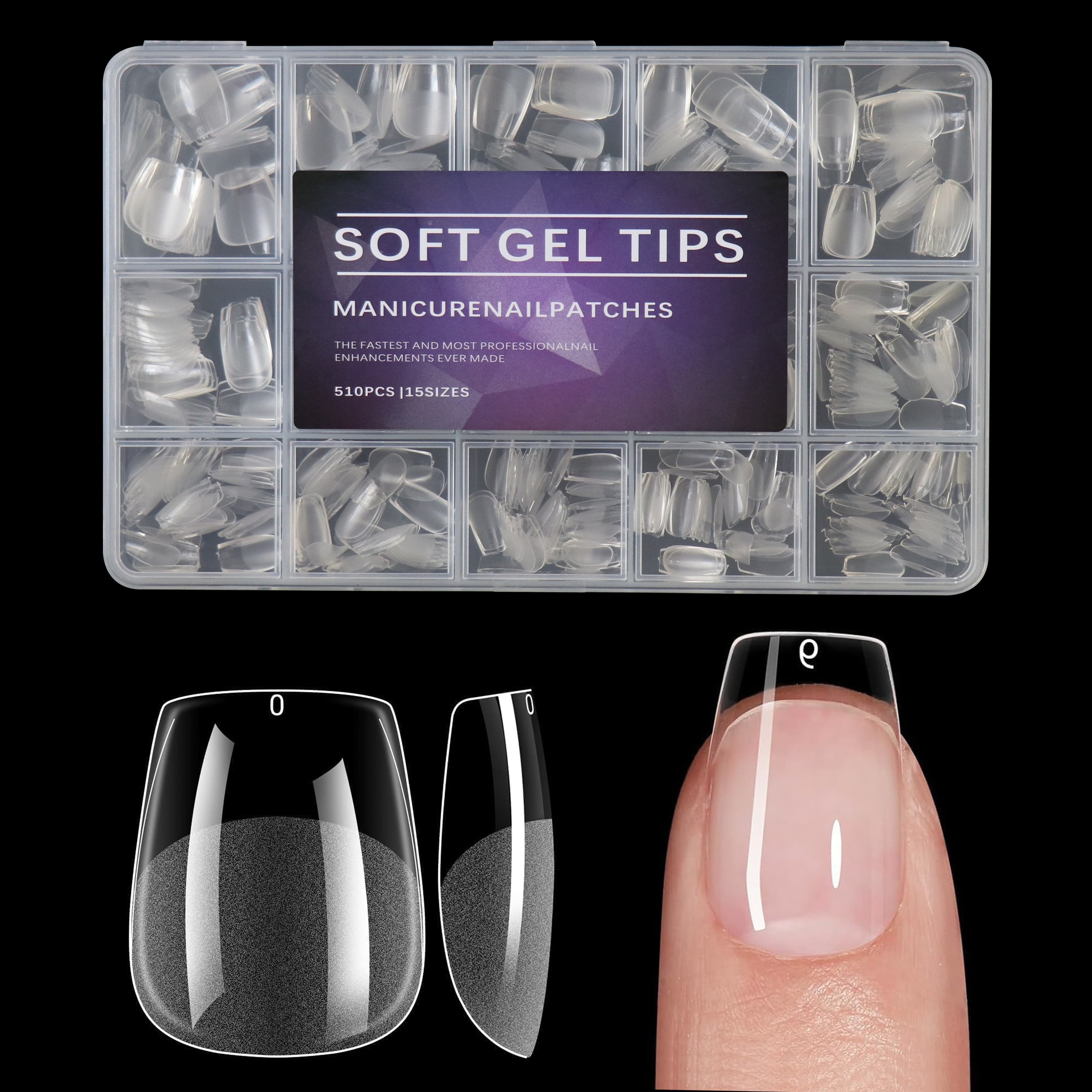 TEMU 510pcs Square Nail Tips - 15 Sizes Glossy Press-on Nails, Seamless Artificial Nail Extensions With Soft Gel-like Tips For Salon & Home, Long-lasting Durable Short Lengths For Dramatic /pedicures