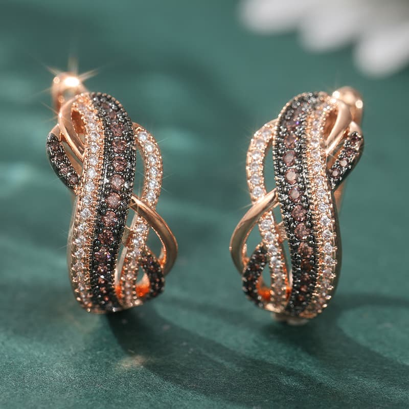 TEMU 1 Pair Of Elegant And Luxurious Rose Golden Ear Rims, Sparkling Synthetic Zirconia , Jewelry, Elegant Additions Suitable For Women, For Her