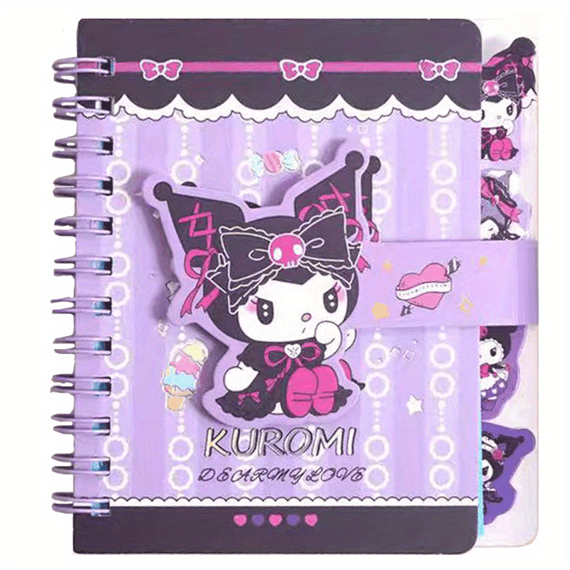 TEMU For Kuromi Spiral Notebook - Cute Design With Divided Pages, Perforated, And Durable Cover For School Or Office Use, Notebooks For School