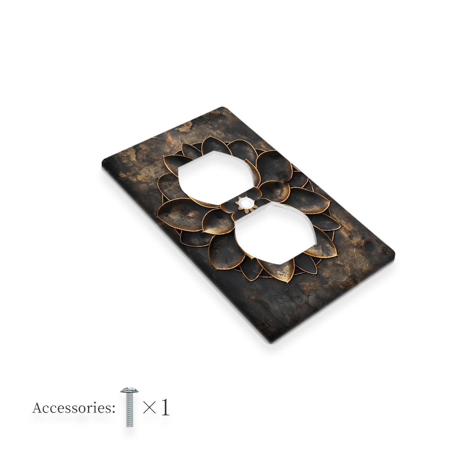 TEMU 1gang Or 2gang Mandala Style Dark Decorative Light Switch Wall Plate Cover | Electrical Outlet Cover Receptacle Plug Face Plate For Home Bedroom Kitchen Room Decor - Pack Of 1
