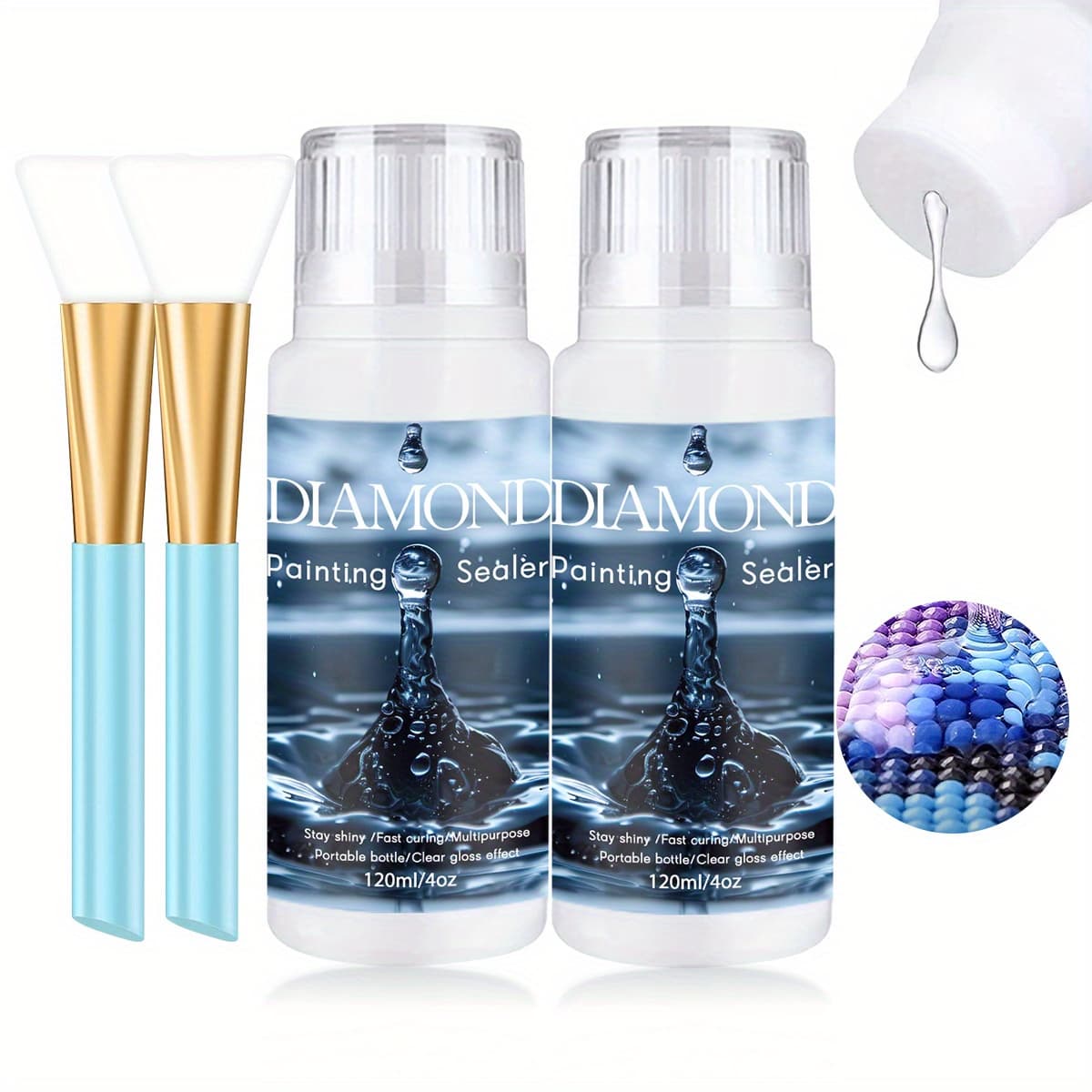 TEMU Diamond Painting Sealant 240/ 360/ 480ml With Sponge Head, High-gloss 5d Diamond Painting Accessory Glue For Diamond Painting And Puzzles, Sealant Permanently Maintains And Gloss Effect