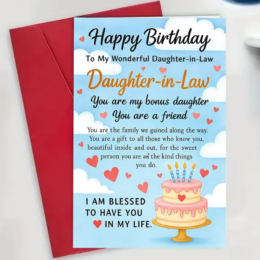 TEMU 1pc Happy Birthday Daughter-in-law Greeting Card Perfect For Celebrating Your Wonderful Bonus Daughter A Thoughtful Gift To And Appreciation On Envelope And Card