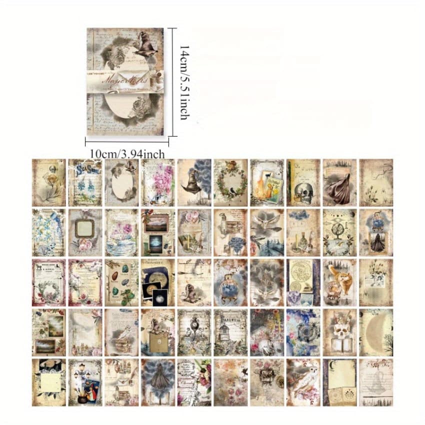 TEMU Vintage Paper-100 Pages, 50 Designs, Double-sided (one For Writing, 1 With Pattern), Craft And Journal Decoration