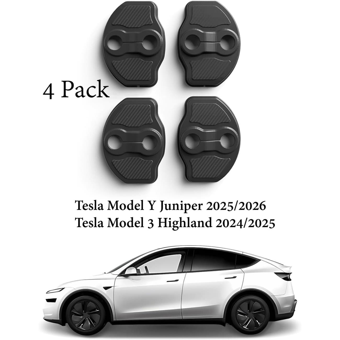 TEMU Set Of 4 Door Lock Covers Designed For The For Model Y And Model 3 Highland, Suitable For The 2024 And 2025 For Model 3, Providing Protection For The Door And Latch