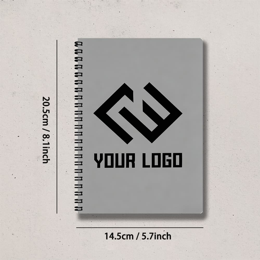 TEMU Custom A5 Personalized Gray Spiral Notebook, Suitable For Weddings Or Birthdays, Customizable Cover, Add Your Image Or Logo, Ideal For School Or Business Use