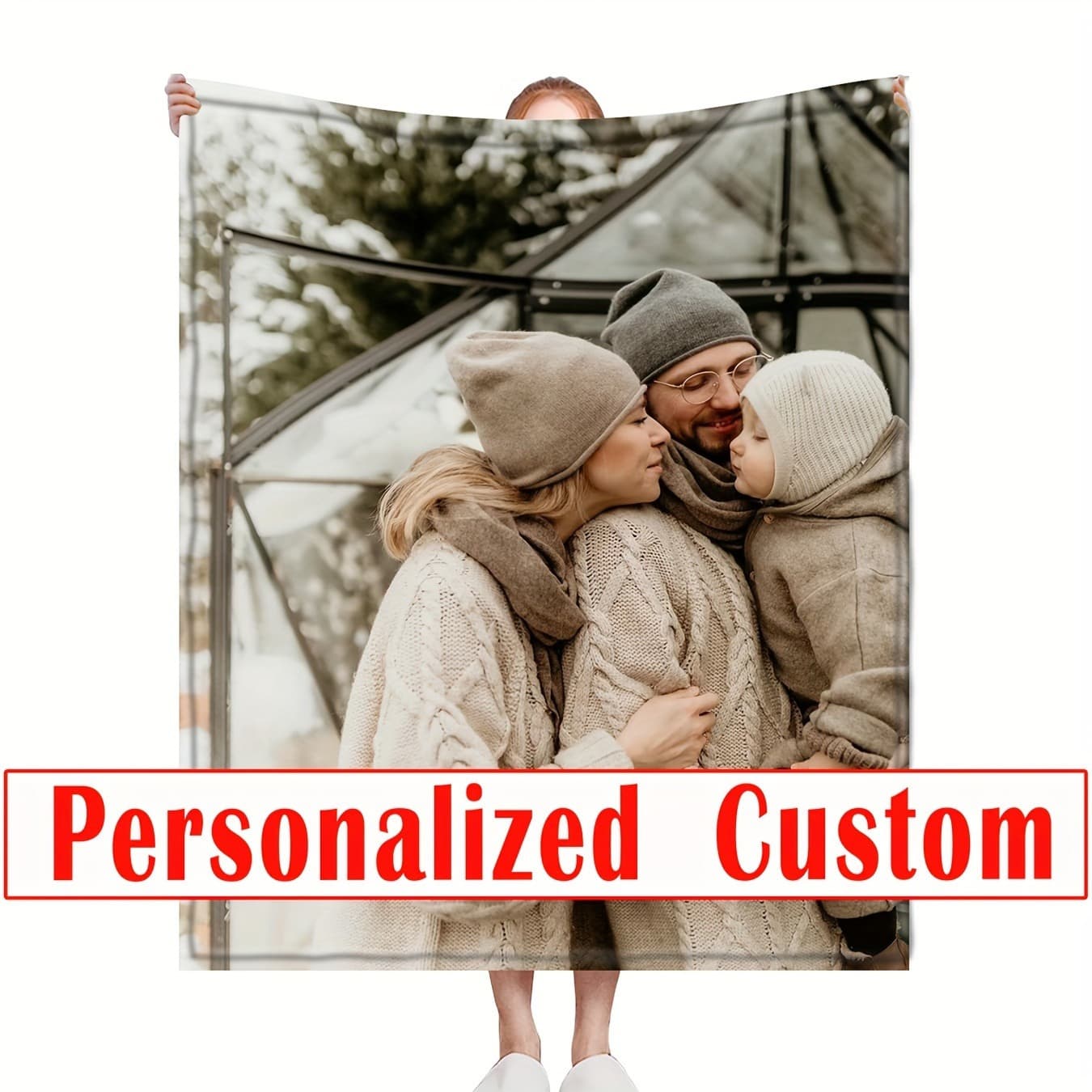 TEMU Personalized Flannel Tapestry With Custom Photo & Text – Double-sided, , Machine Washable, Christmas, Halloween, Birthdays, And Weddings