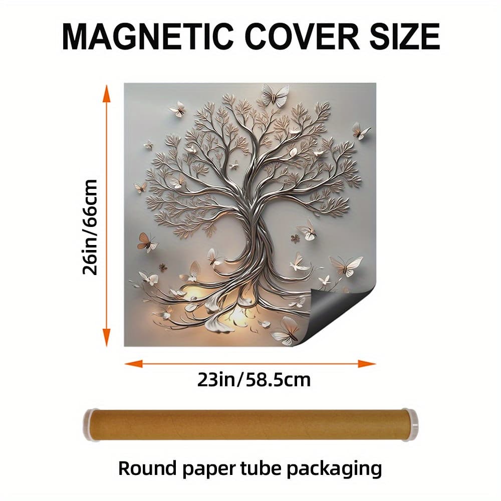 TEMU 2d Flat 1pc Stainless Steel Tree & Magnetic Dishwasher Door Cover, Scratch-resistant Decor For Kitchen Modern Art & Party Use