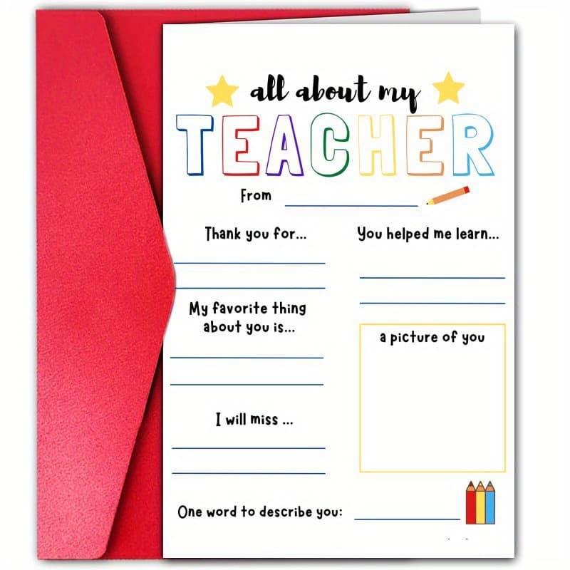 TEMU 1pc, Teacher Appreciation Card, Thank You Card, Suitable For Graduation, Back To School, Teacher's Day, Thanksgiving, Teacher Appreciation Week Gifts