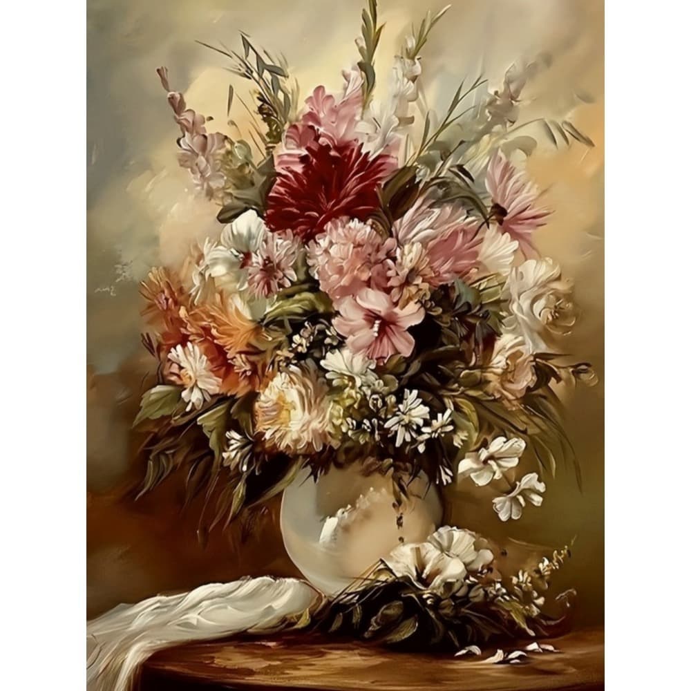 TEMU Diy 5d Kit - Flowers | Mosaic Art | 11.8x15.7in Canvas | Handmade Craft Gift For Home Decor