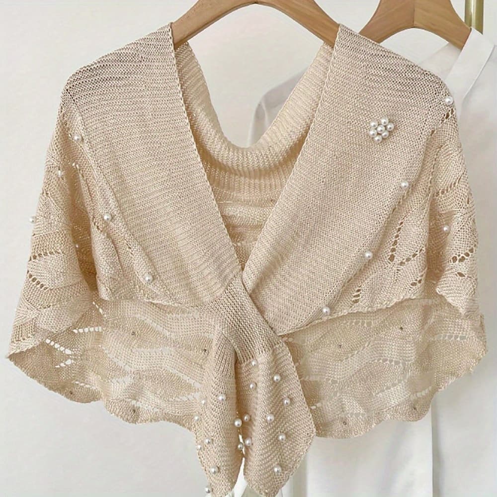 TEMU 1pc Fashion Beaded Shawl New Model With Cheongsam Outside With Air-conditioned Room Shoulder