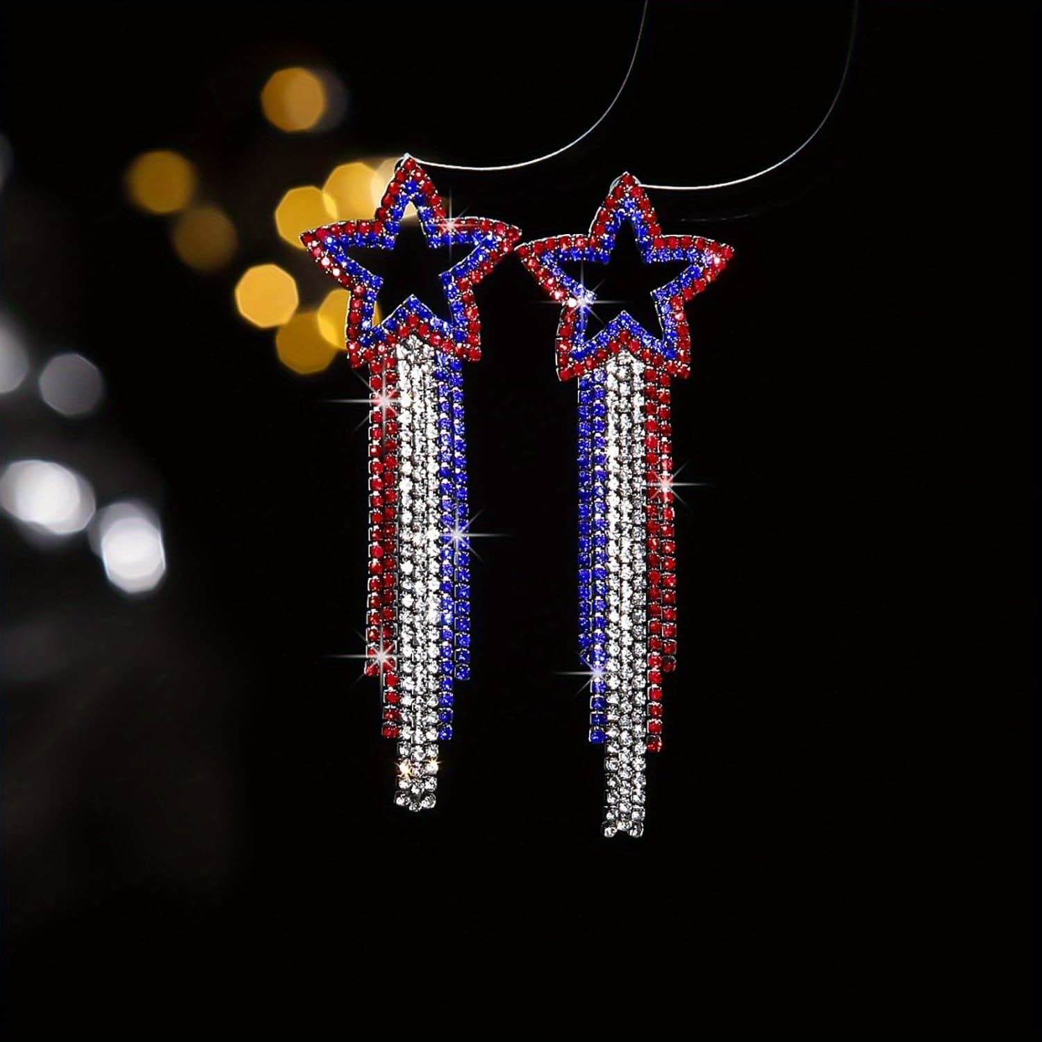 TEMU Heart-shaped Star Tassel Earrings - Romantic Shui Earrings, Featuring , Perfect For Day Celebrations, Casual Wear, And