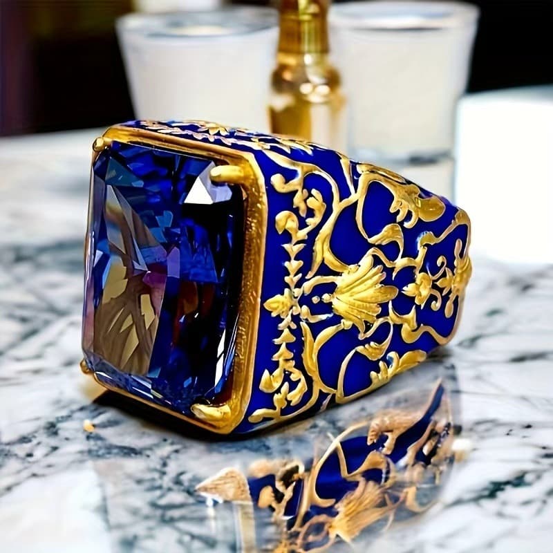 TEMU 1pc New High-end, Stylish Retro Square Men's Ring Accessories