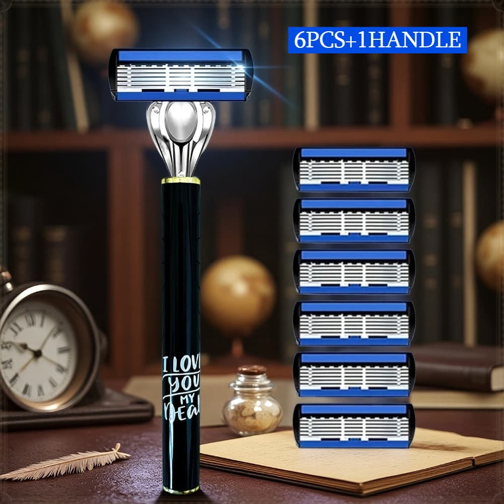 TEMU Layered Manual Razor, Unisex, Premium , Smooth And Effortless Shaving, Easy To Clean, With 6 , Suitable For Beards And Mustaches, High-quality And Durable Grooming Gift, Ideal For Barbershops And