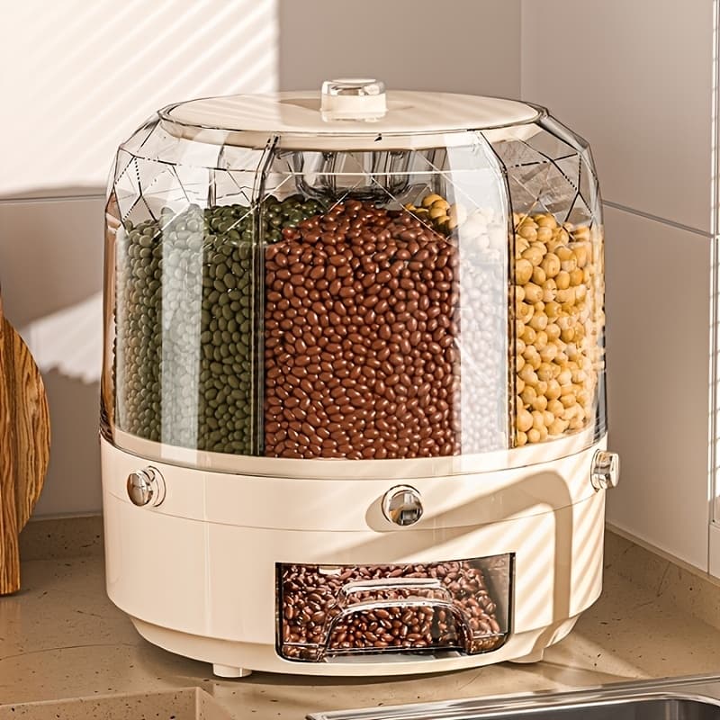 TEMU Rotating - Large Capacity Multi-section Storage Unit, Ideal For Snacks And Small Food Items, Features A Moisture And Insect Resistant Seal, For