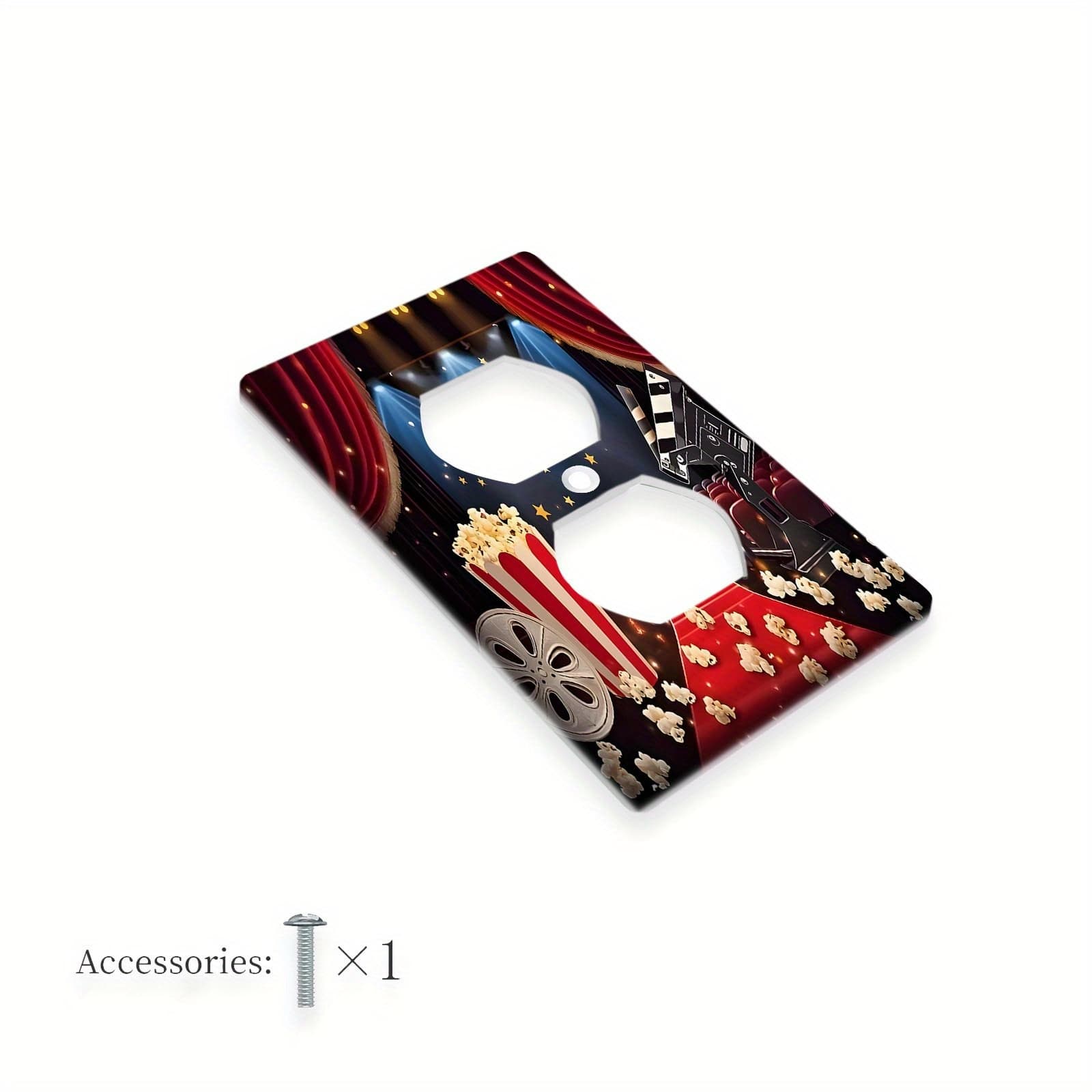 TEMU 1pc 1gang/2gang Movie Night Marquee Red Carpet Light Switch Covers, Decorative Light Switch Wall Plate Cover For Indoor Outdoor Bedroom Kitchen Home Bathroom Decor