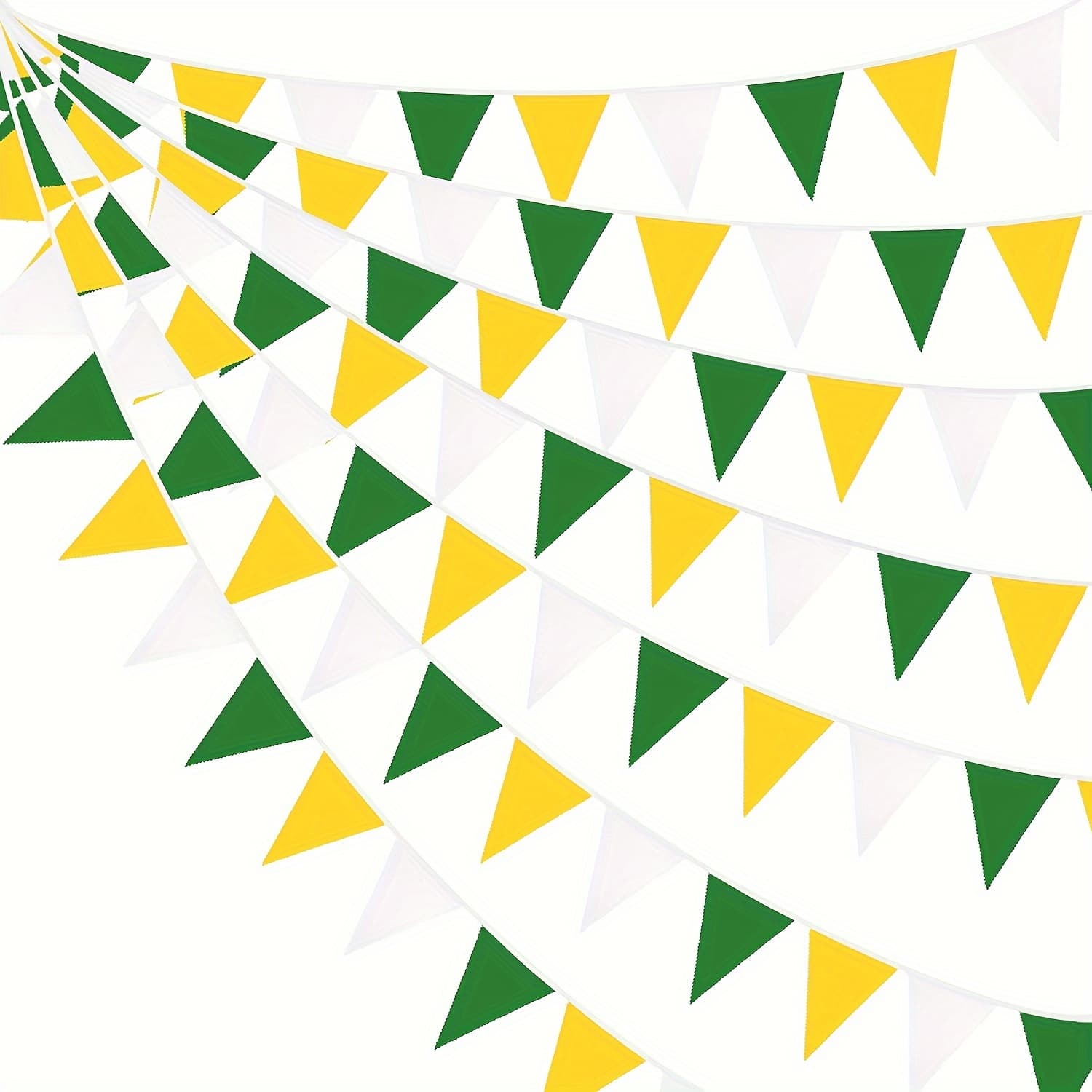 TEMU 3pcs Green White Yellow Plastic Flag - 393.7 Inches, 20 Flags For Wedding, Party Decorations Birthday Wedding Engagement Bath Tea Party Outdoor Garden Hanging Decorations
